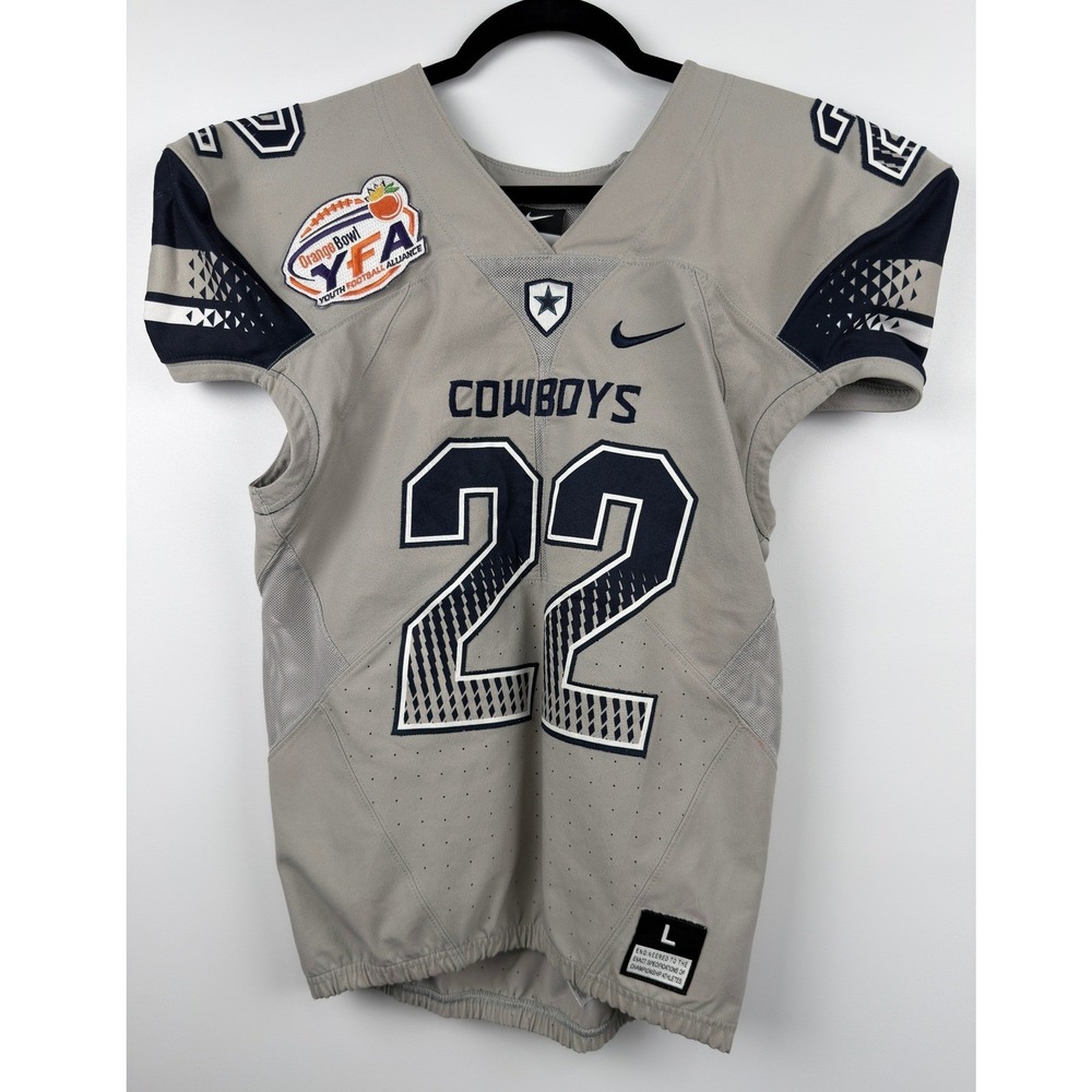 Nike Cowboys Football Jersey Gray Excellent Orange Bowl YFA #22 Youth L - Picture 2 of 16